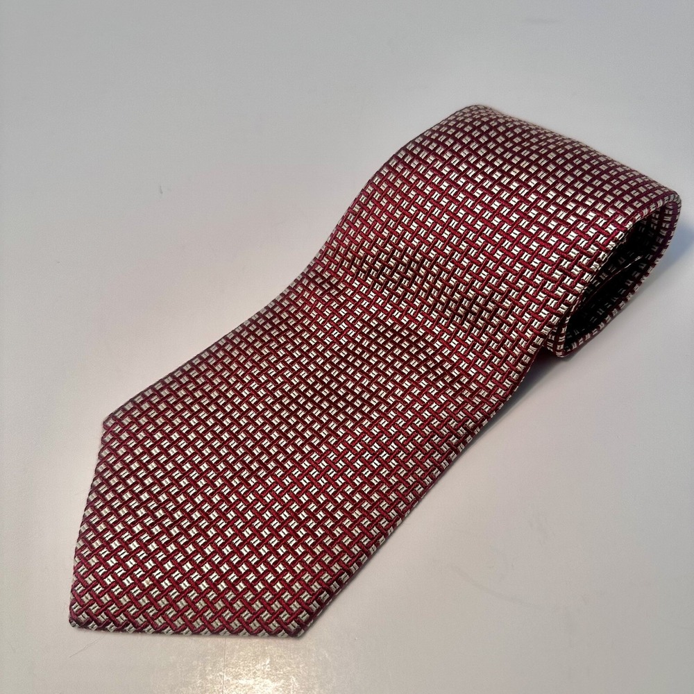 Polo Ralph Lauren Silk Neck Tie Red White USA Length 57" Width 4"